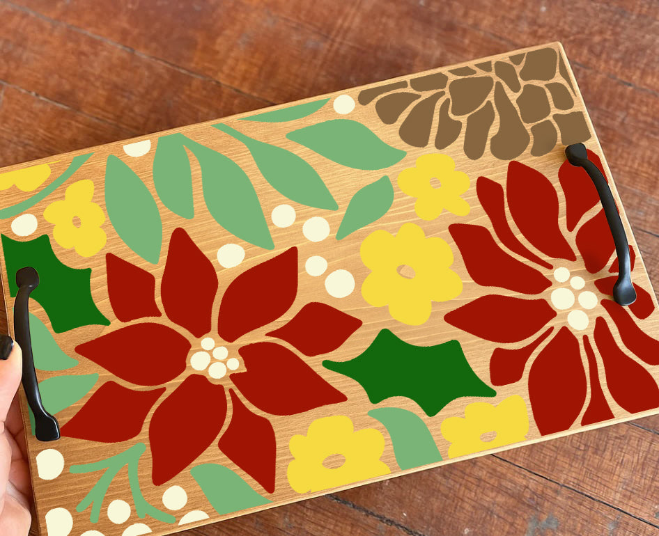 12x18 Poinsettia and Pinecone Pattern