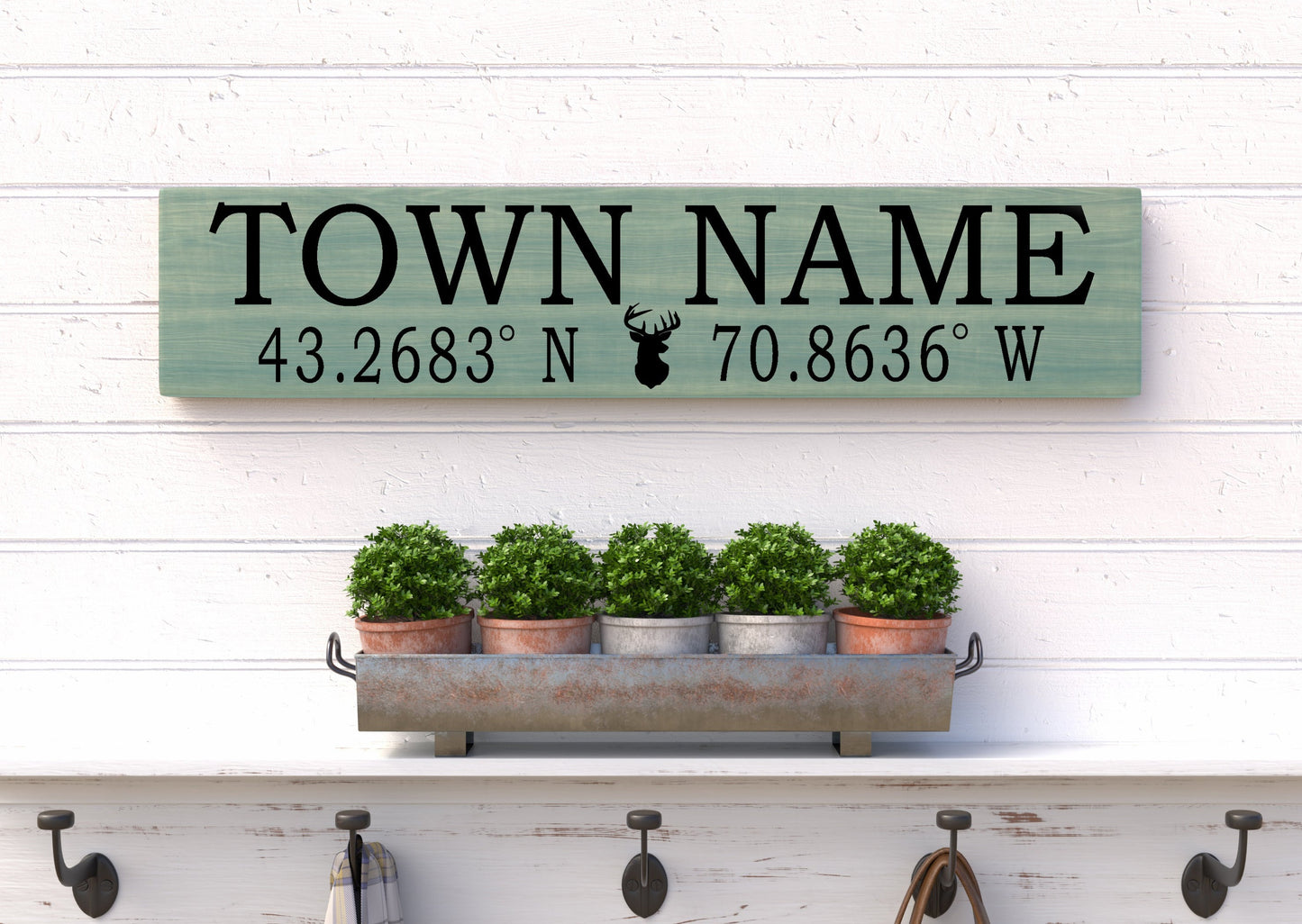 6x18 Town Name w/ Deer