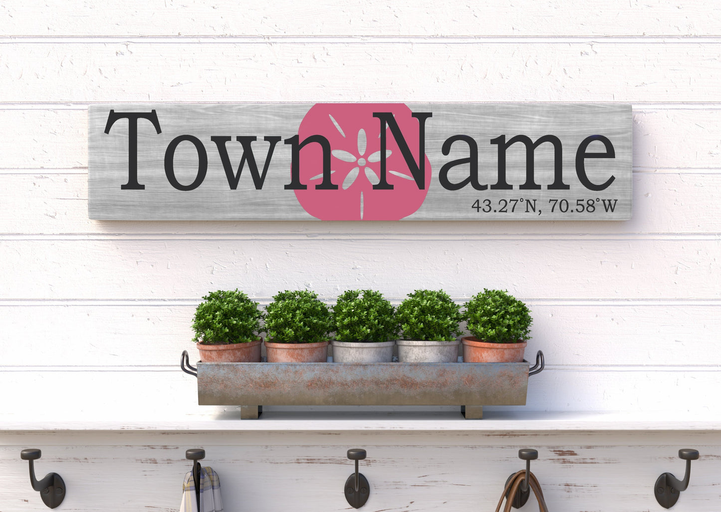 6x18 Town or Beach w/ Sand Dollar Behind