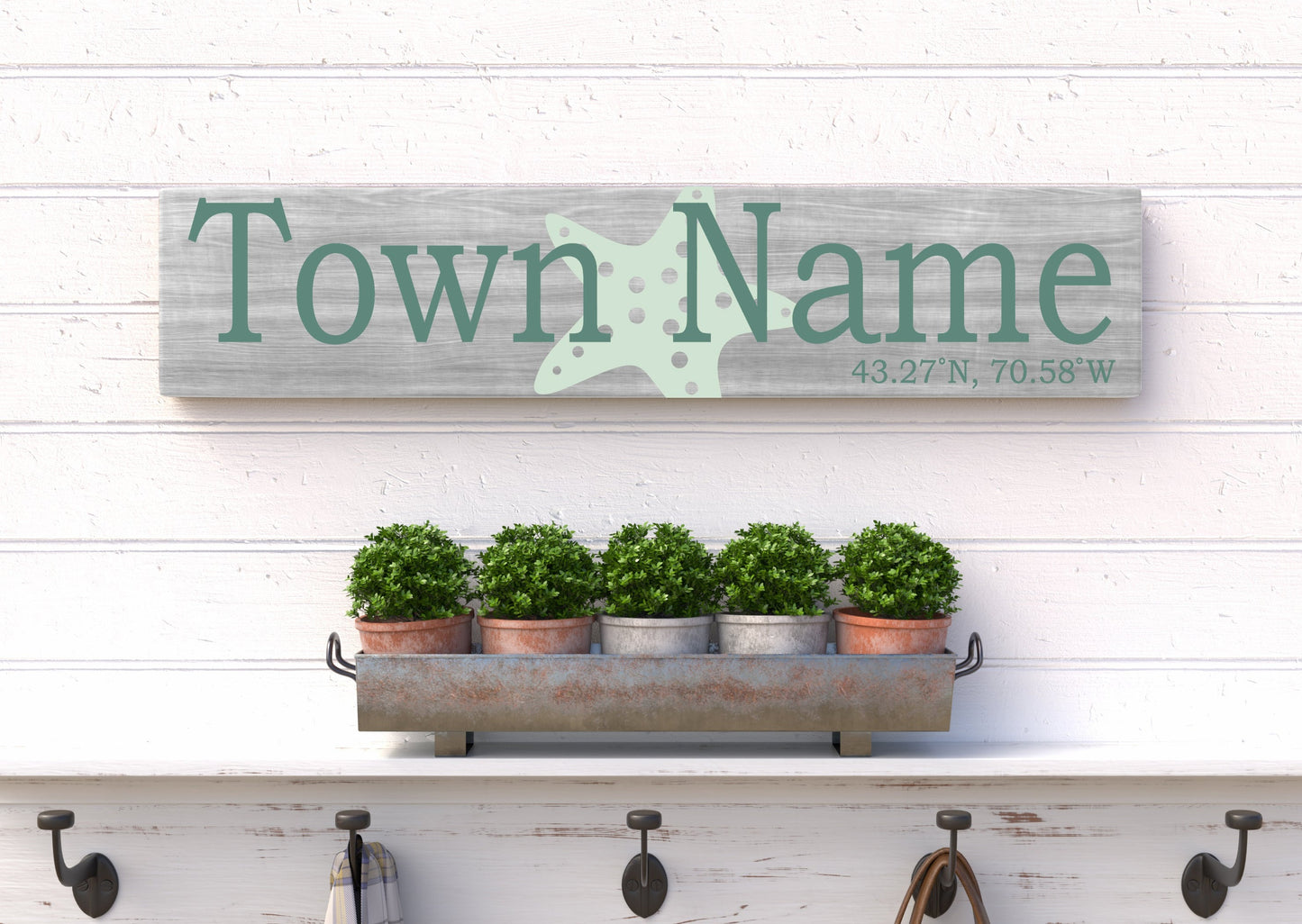 6x18 Town or Beach w/ Starfish Behind