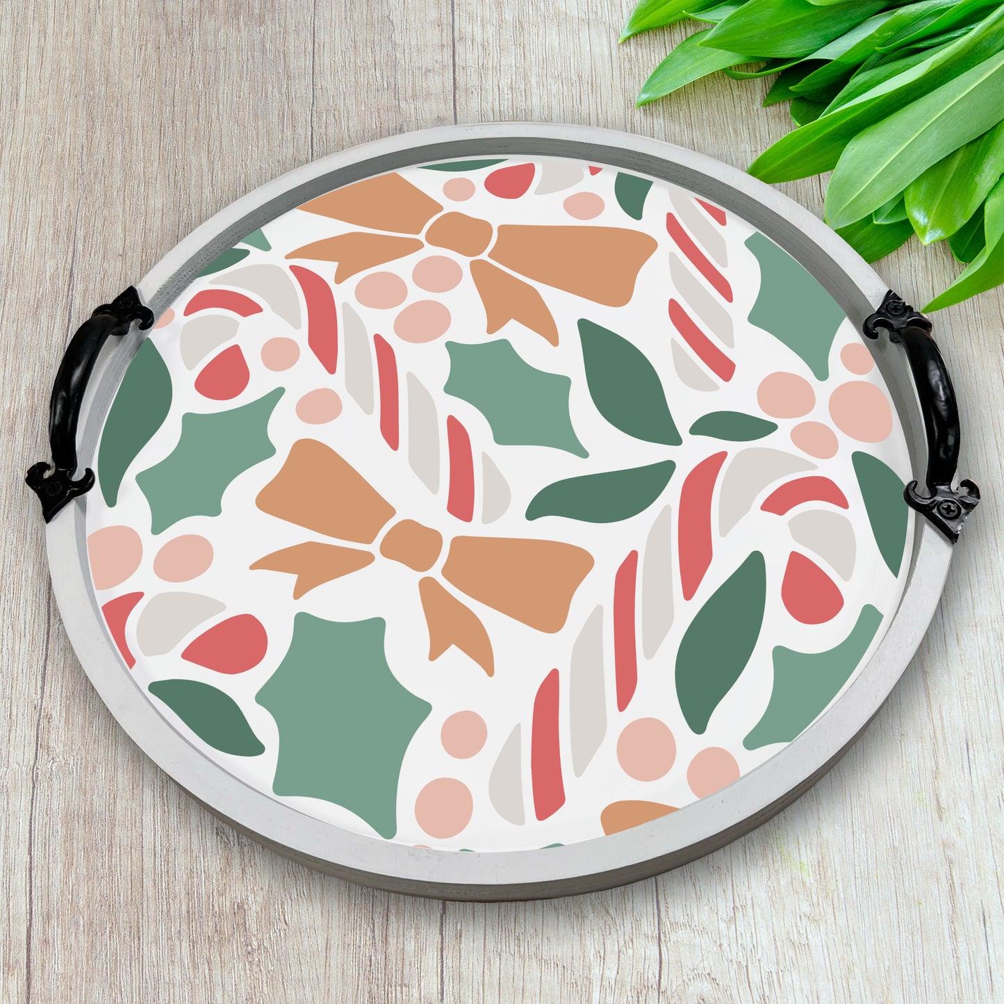 14" Round Candy Canes and Bows Pattern