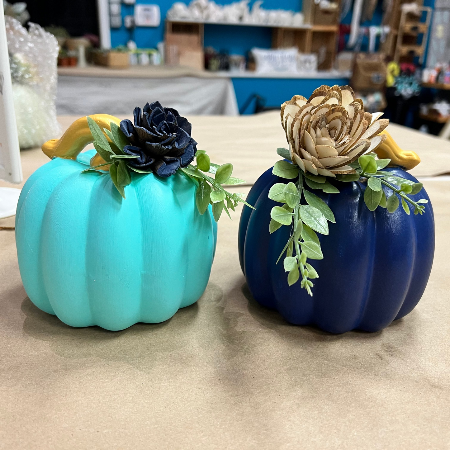 Pair of Pumpkins (pressed or wood flowers)