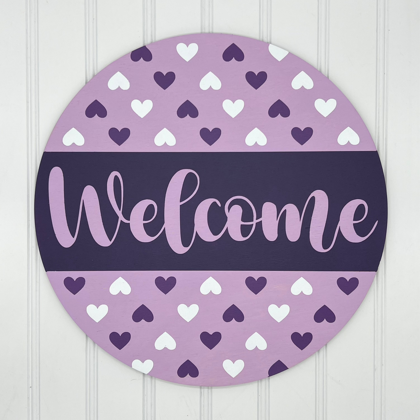 Welcome with Hearts Pattern 12" Round