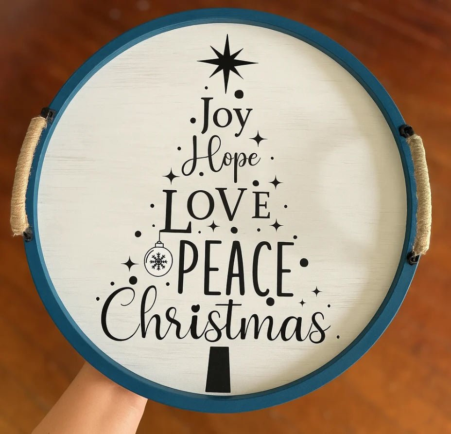 14" Round Joy Hope Love Peace Christmas Tree