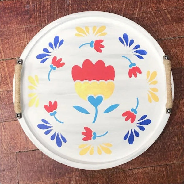 14" Round Dutch Flower Pattern