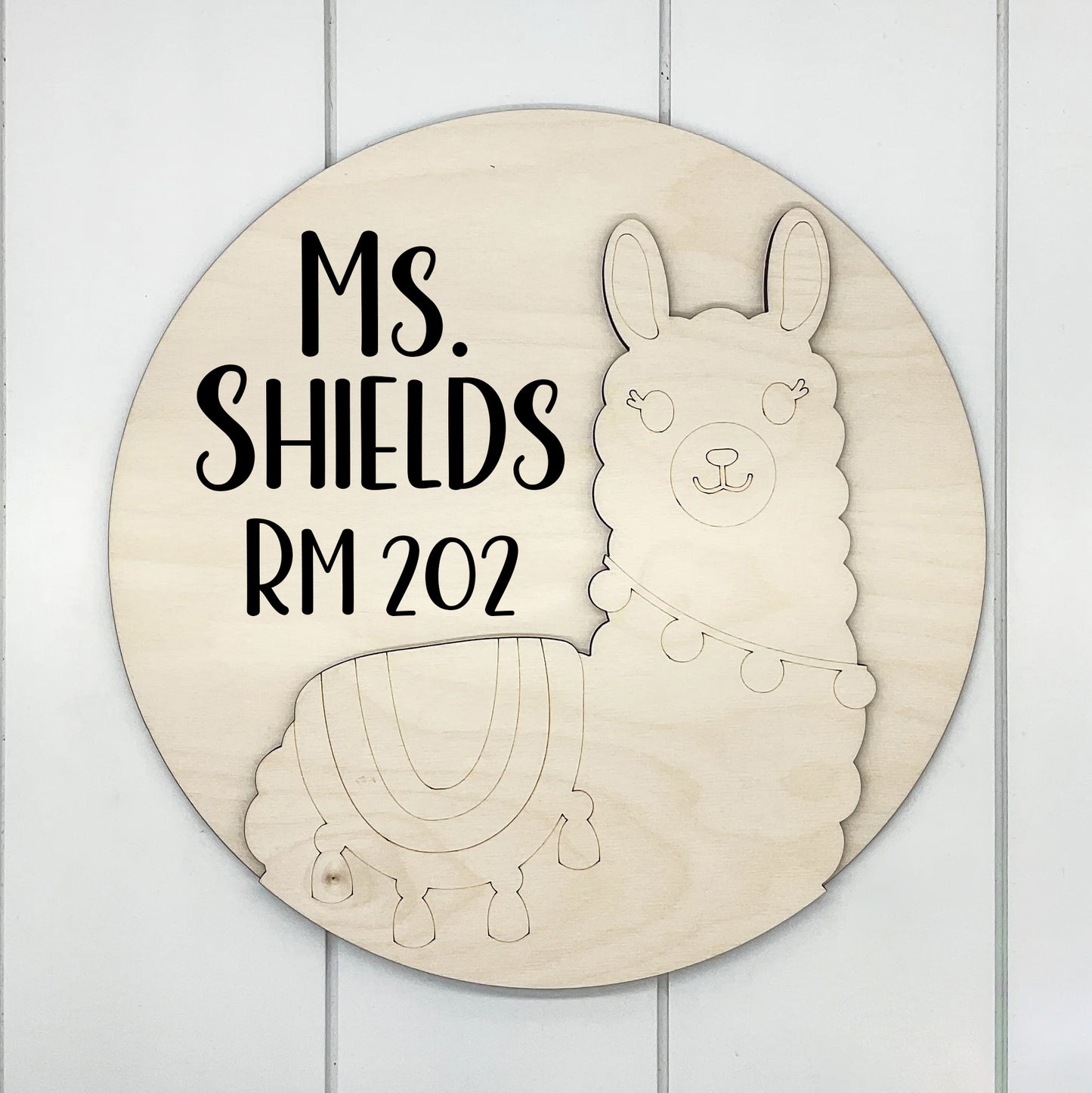 3D Llama w/ Name and Room Number