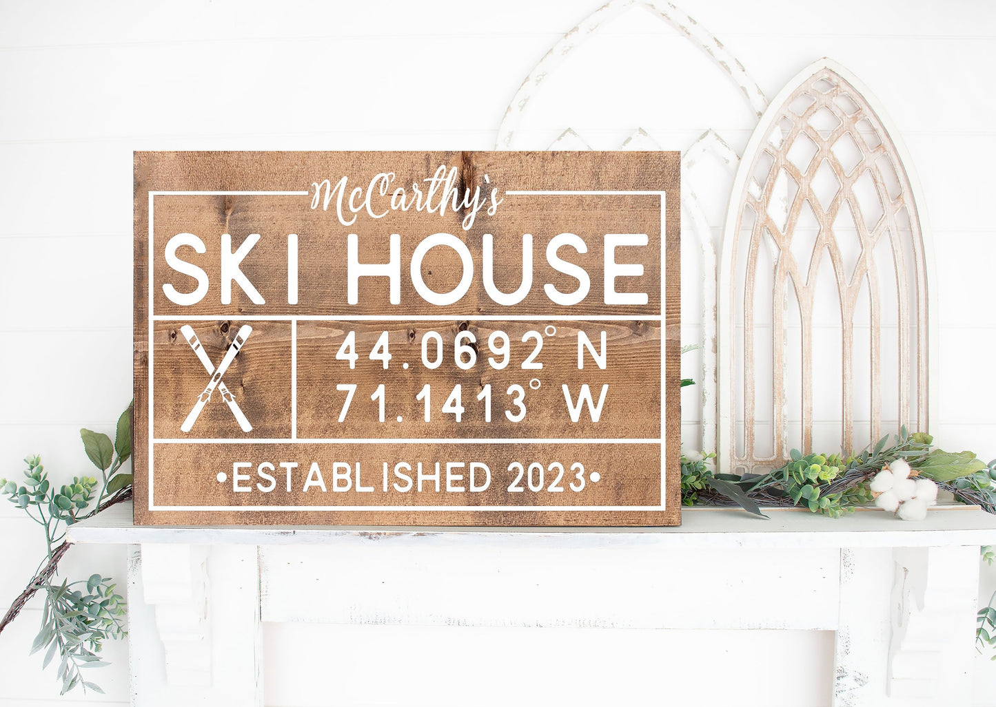 Ski House w/ Established Date (12x18")