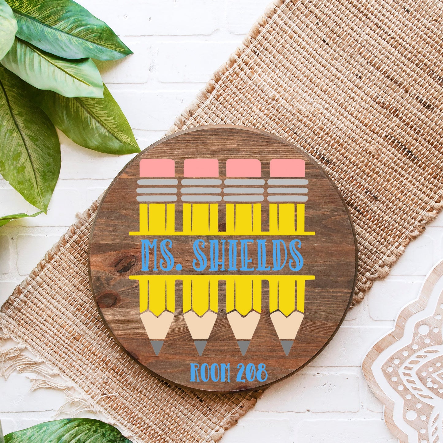 Pencils w/ Name and Room Number Round