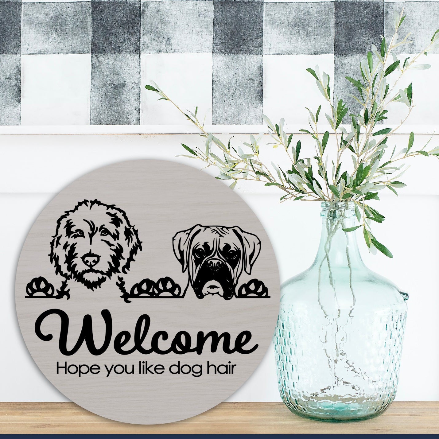 16" Two Dog Breed Welcome Hope You Like Dog Hair
