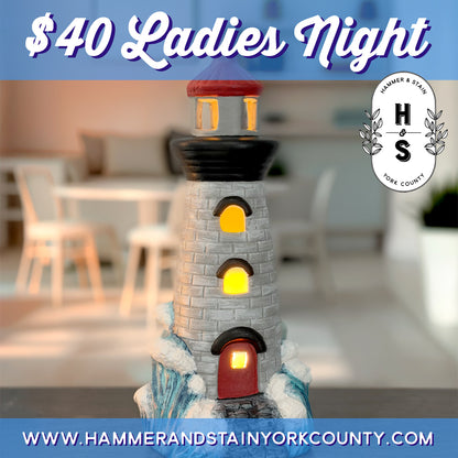 7/3/2026 - Friday (6:00pm) $40 Ladies Night: Coastal Lighthouse Lantern Workshop - TEENS WELCOME!