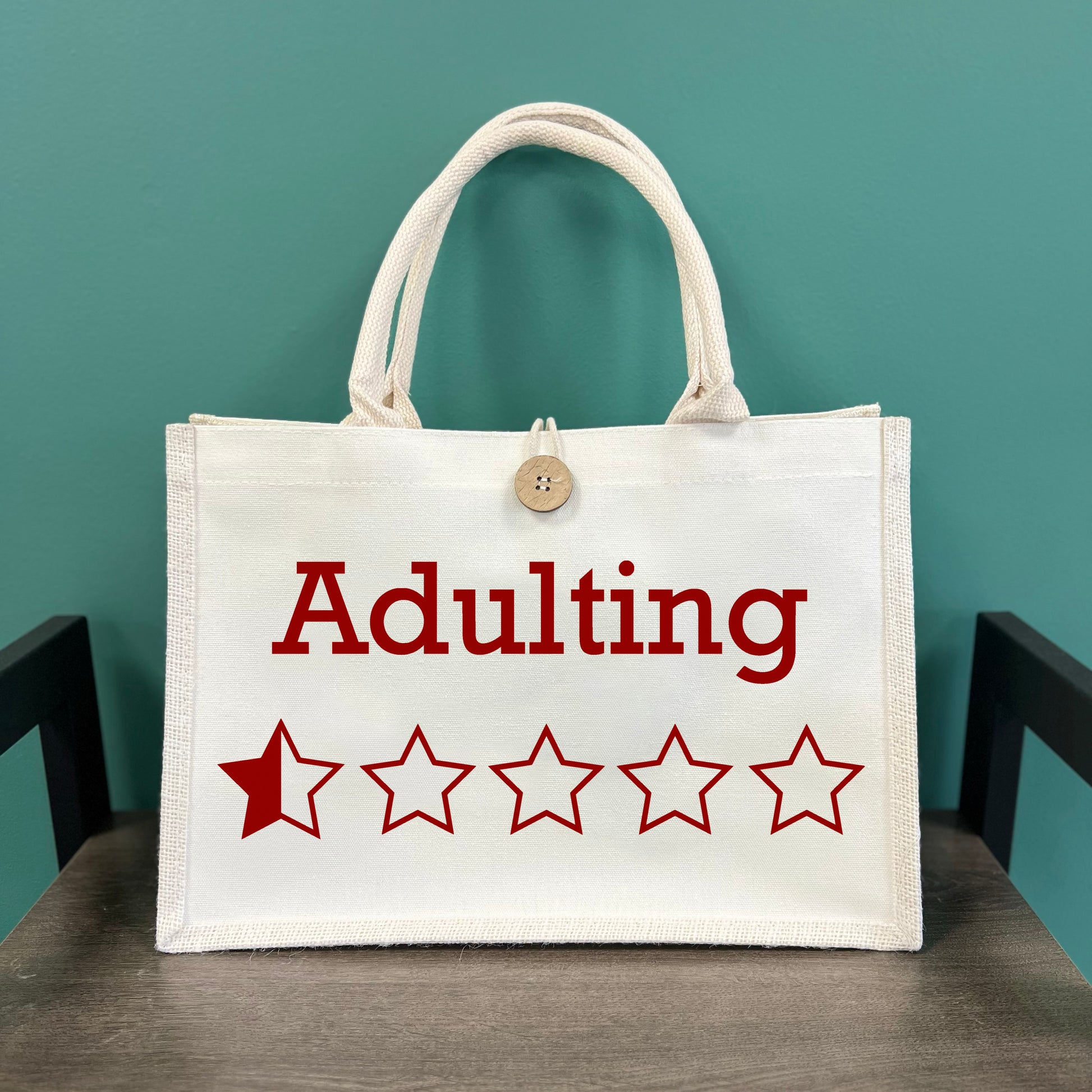 Adulting Star Rating Button Tote