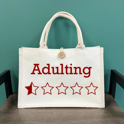 Adulting Star Rating Button Tote