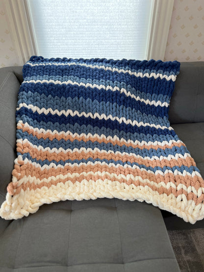 Lap Sized Cozy Blanket Ocean Blues Pattern