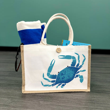 Blue Crab Button Tote