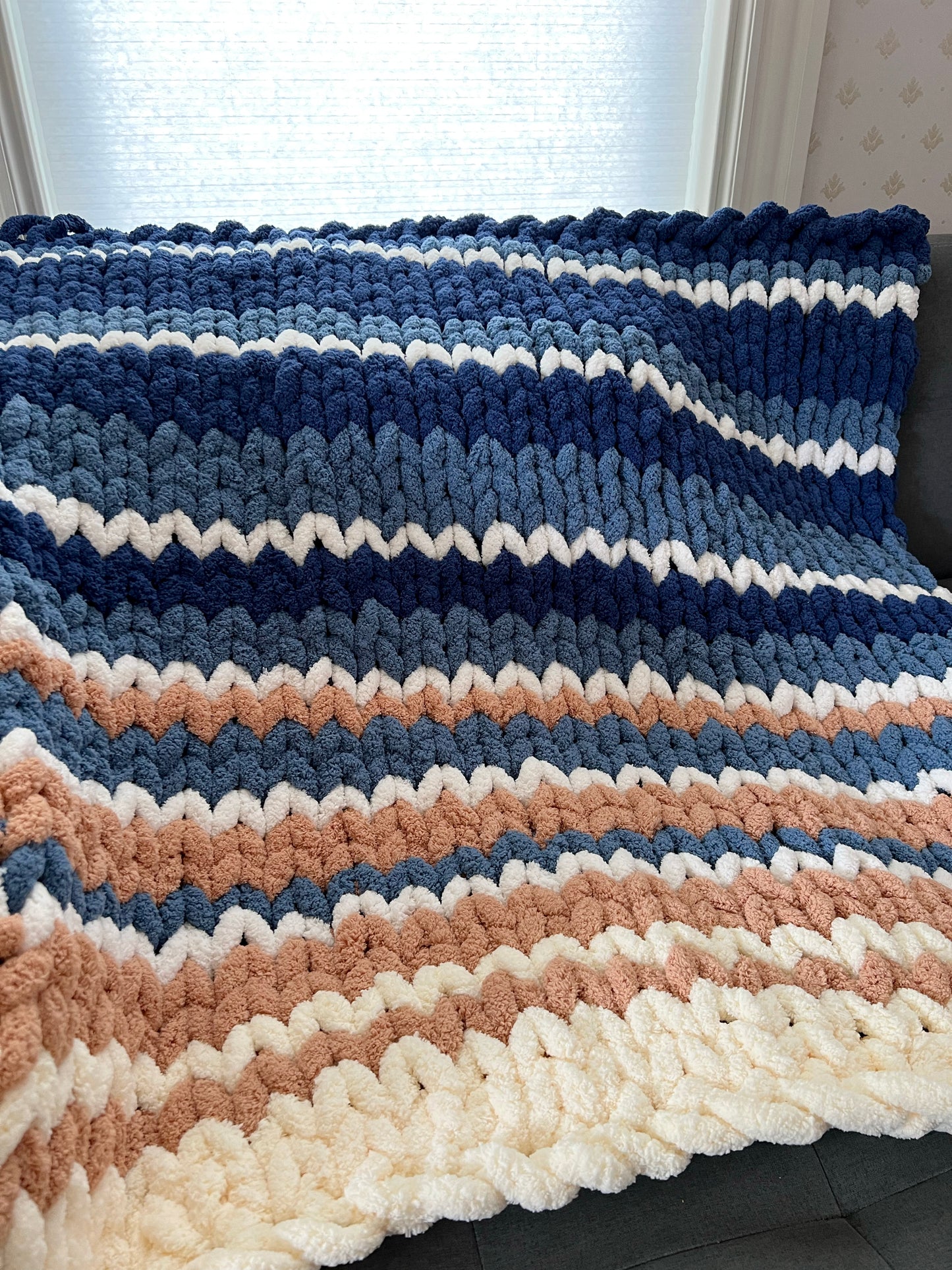 Lap Sized Cozy Blanket Ocean Blues Pattern