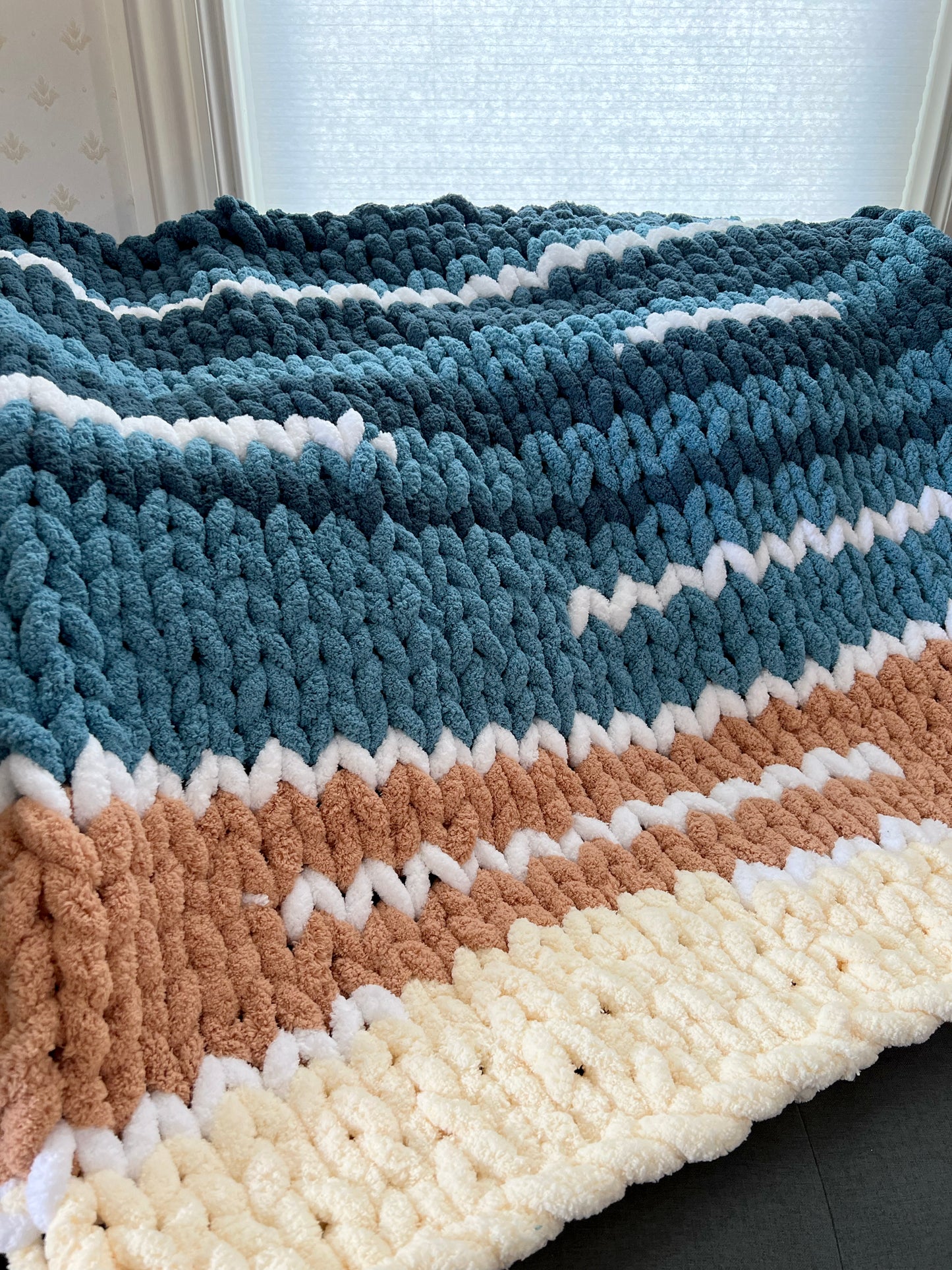 Lap Sized Cozy Blanket Ocean Teals Pattern