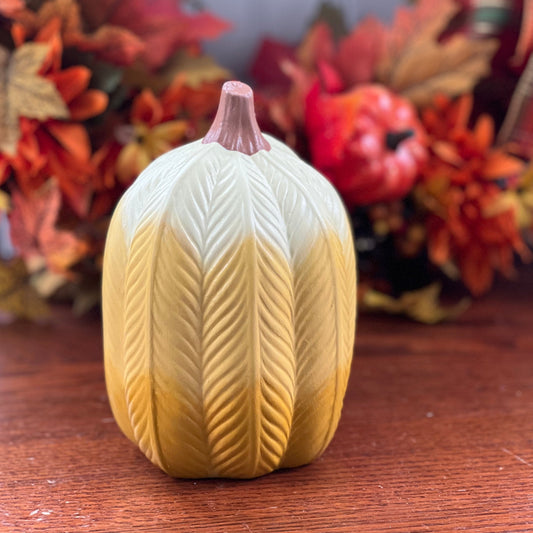 Ceramic Cream to Yellow Ombre Knit Pumpkin