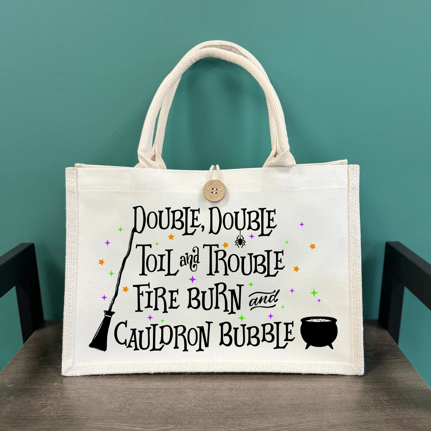 Double Double Toil and Trouble Button Tote