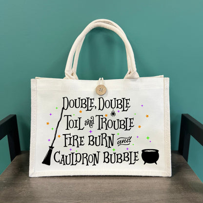 Double Double Toil and Trouble Button Tote