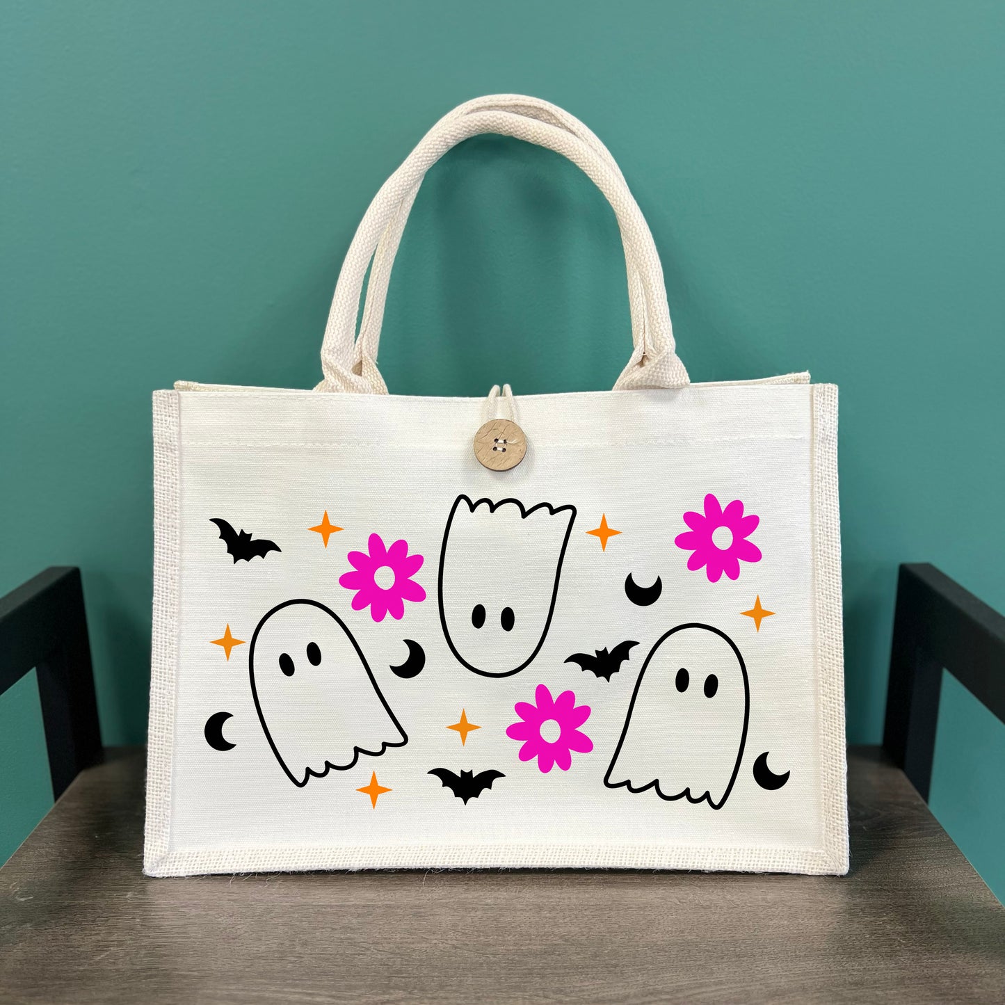 Groovy Ghosts Button Tote
