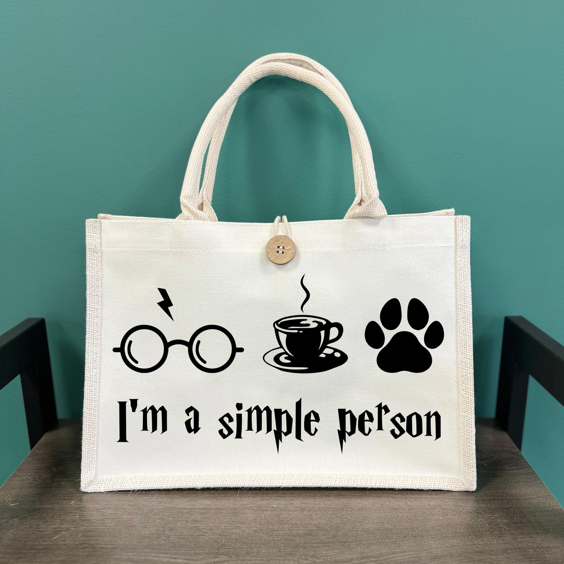 I'm a Simple Person HP Button Tote