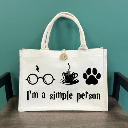 I'm a Simple Person HP Button Tote
