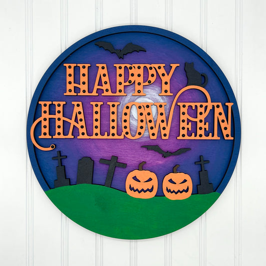 3D Happy Halloween 12" Round