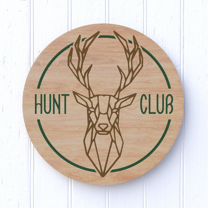 12" Round Hunt Club w/ Geometric Deer