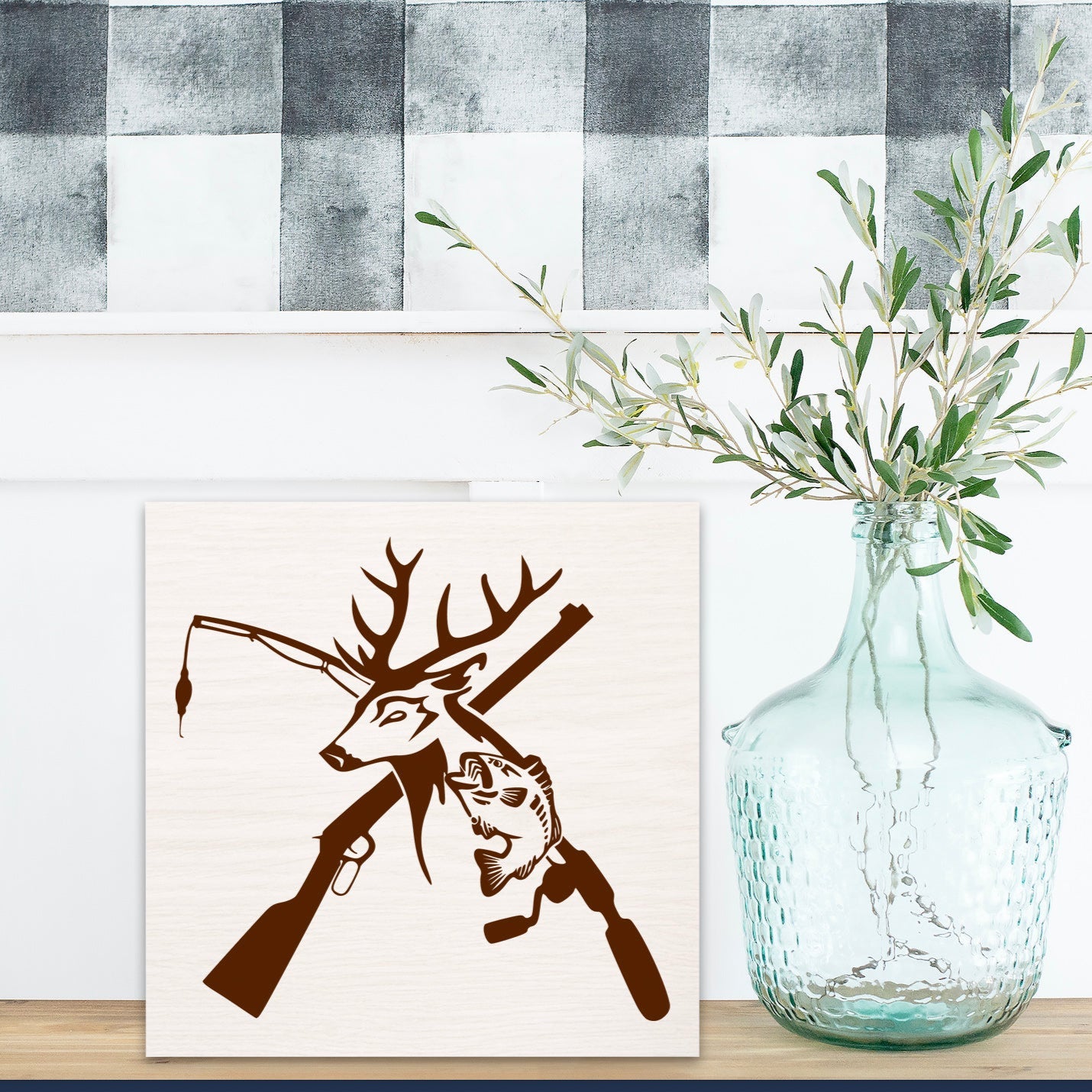 12" Deer and Fish Logo