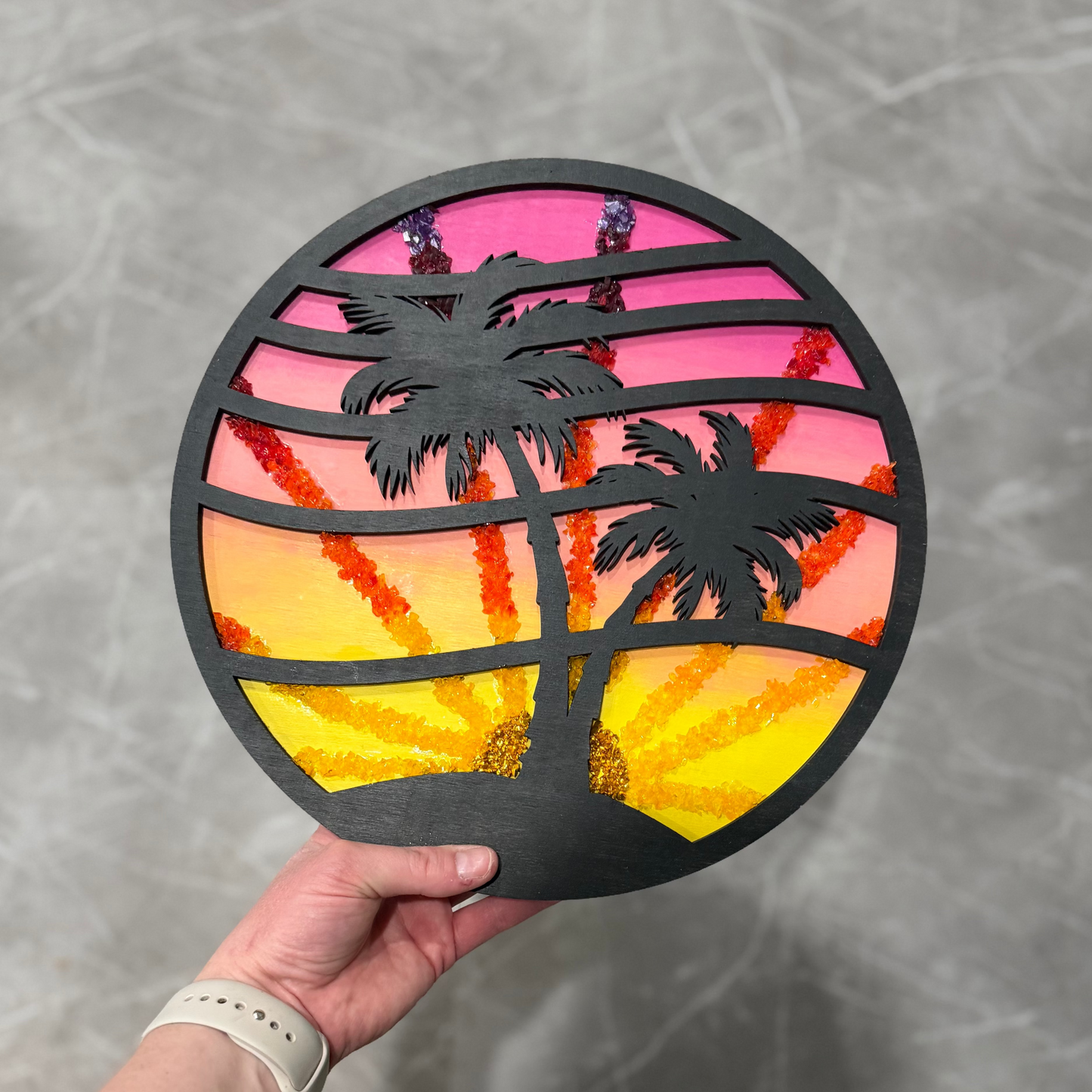 12" Round 3D Palm Trees