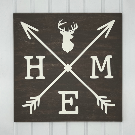 Home with Deer 12" Square