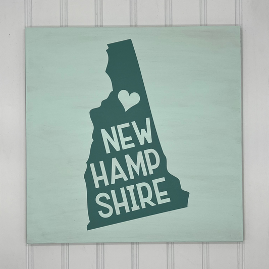 New Hampshire with Heart 12" Square