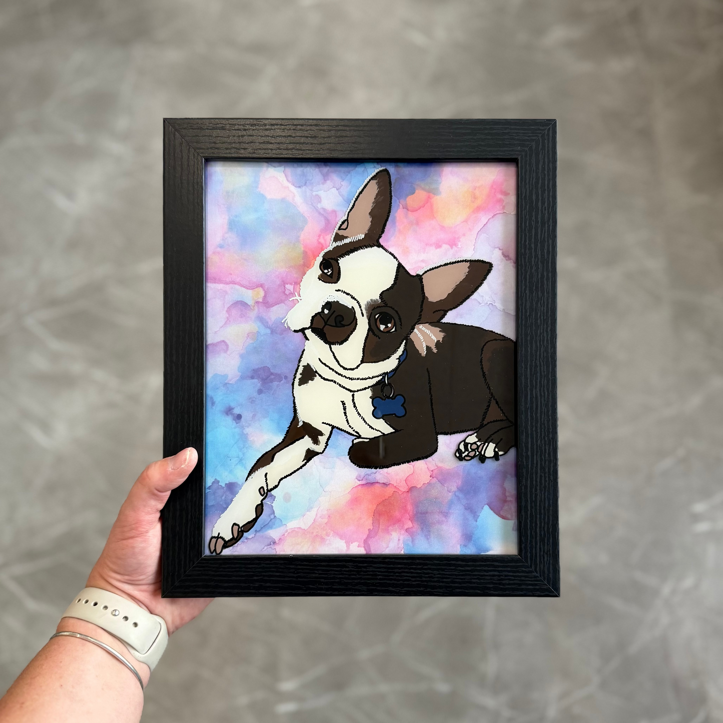 Hand-painted Pet w/ Cardstock Background