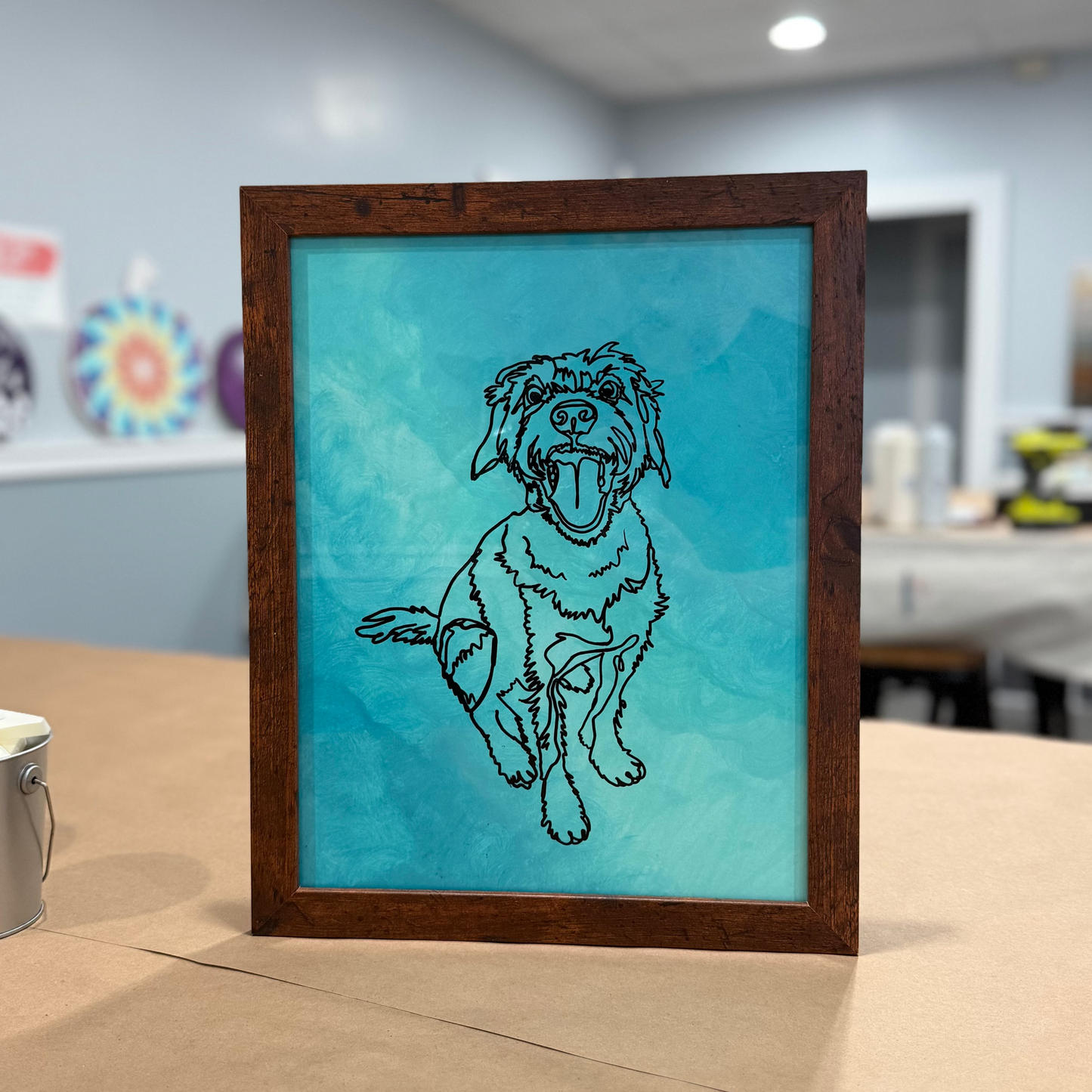 Whimsical Continuous Line w/ Hand-painted Background