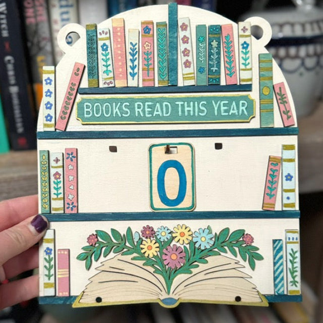 Hanging Books Read w/Book & Florals & _____ Library