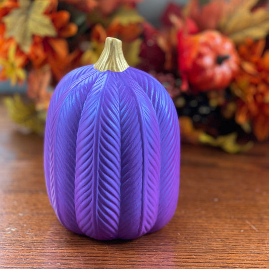 Ceramic Iridescent Purple Knit Pumpkin