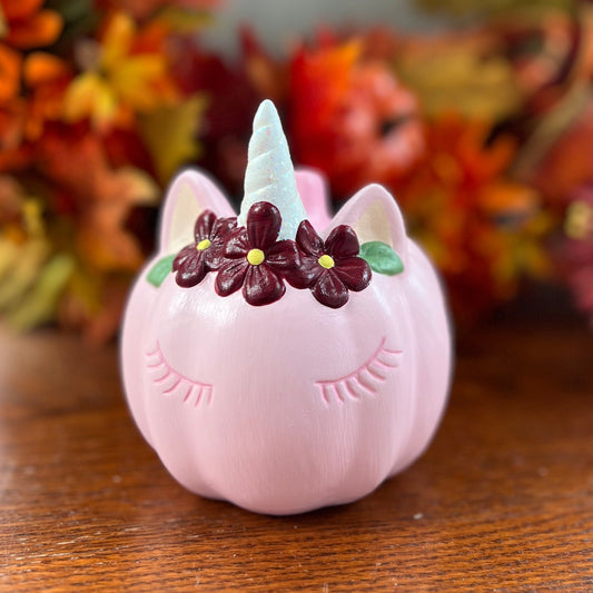 Ceramic Light Pink Unicorn Pumpkin