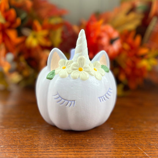 Ceramic Light Purple Unicorn Pumpkin