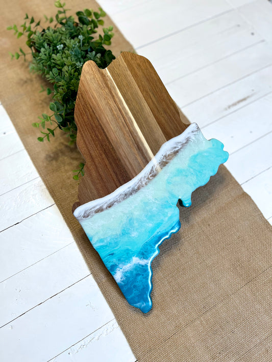 Ocean Waves Along Bottom Maine Cutting Board 15"