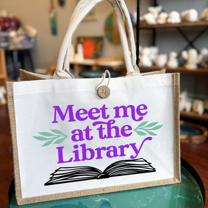 Meet Me at the Library Button Tote