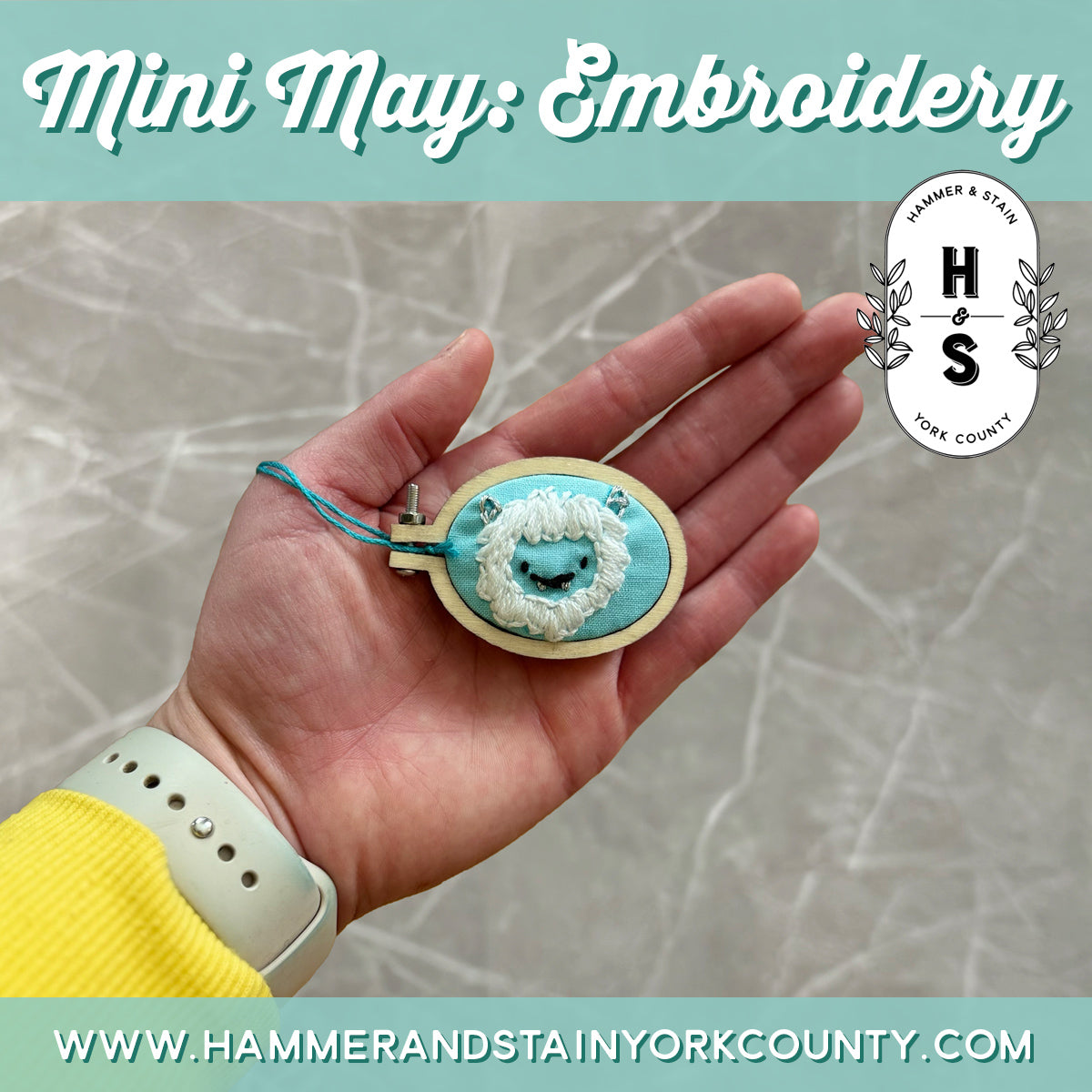 5/28/2026 - Thursday (6pm) Mini May: Embroidery Workshop - TEEN FRIENDLY