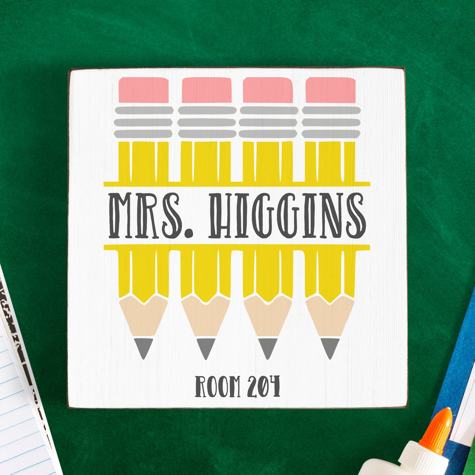 Pencils w/ Name and Room Number Square
