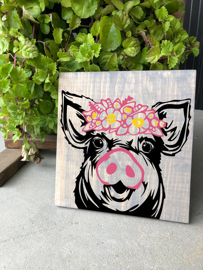 Pig With Flower Crown