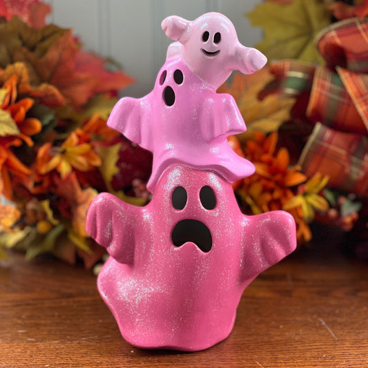 Ceramic Light Up Pink Ombre Trio Ghost Stack