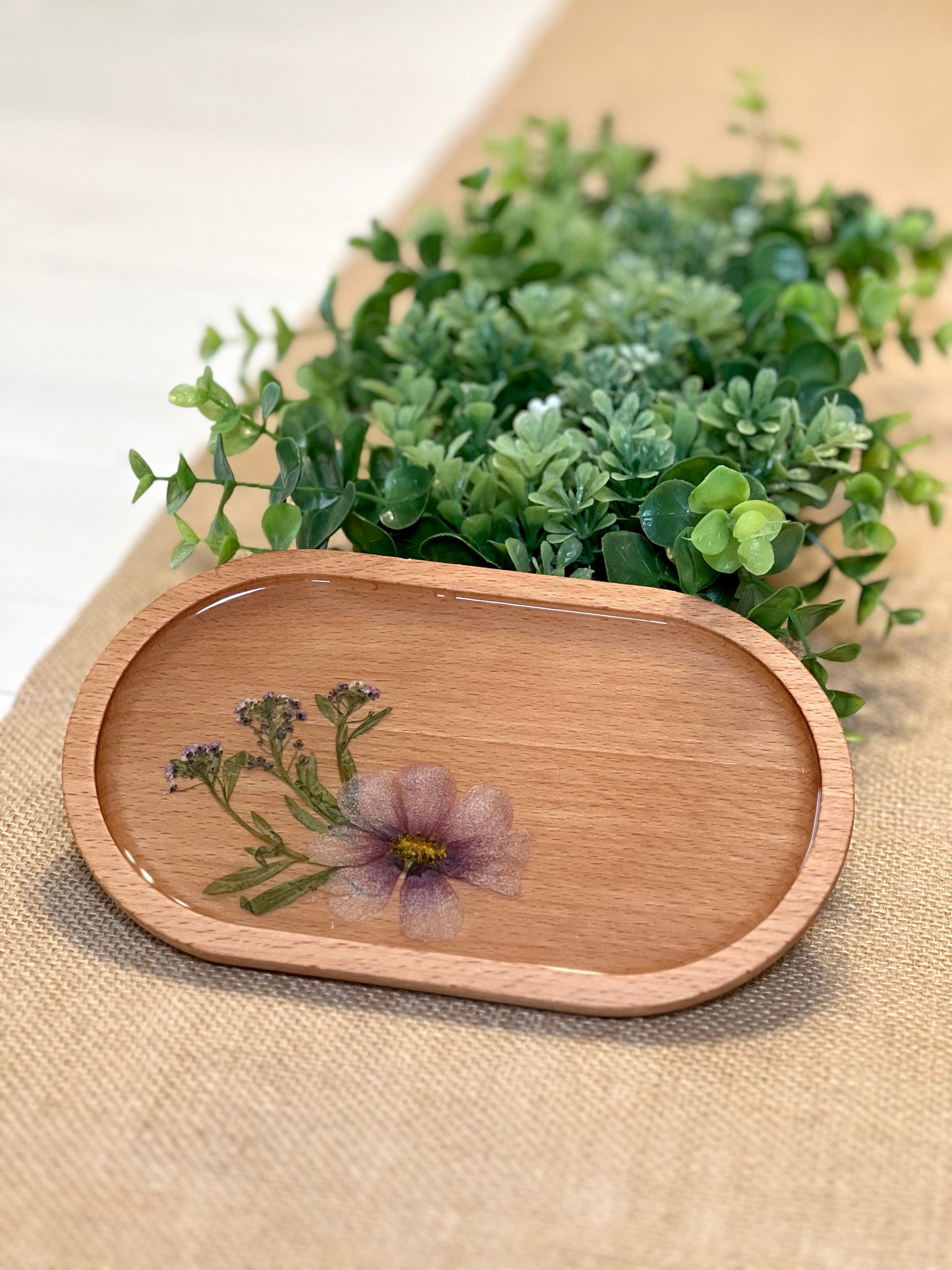 Pressed Flower Trinket Tray 8"