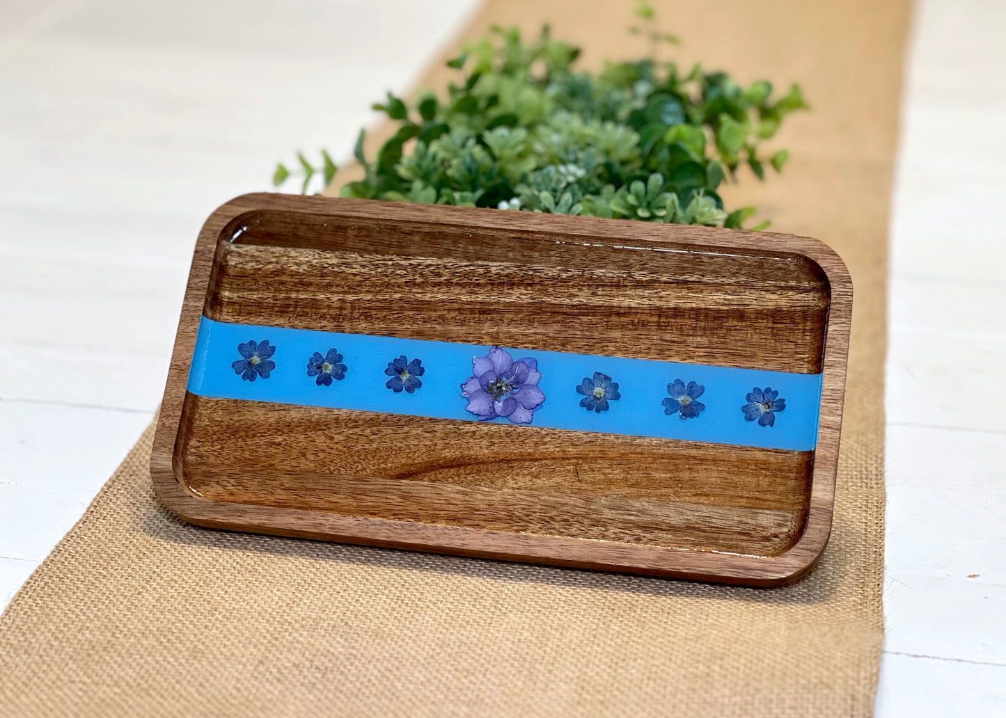 Pressed Flower w/ Clear Resin Trinket Tray 10"