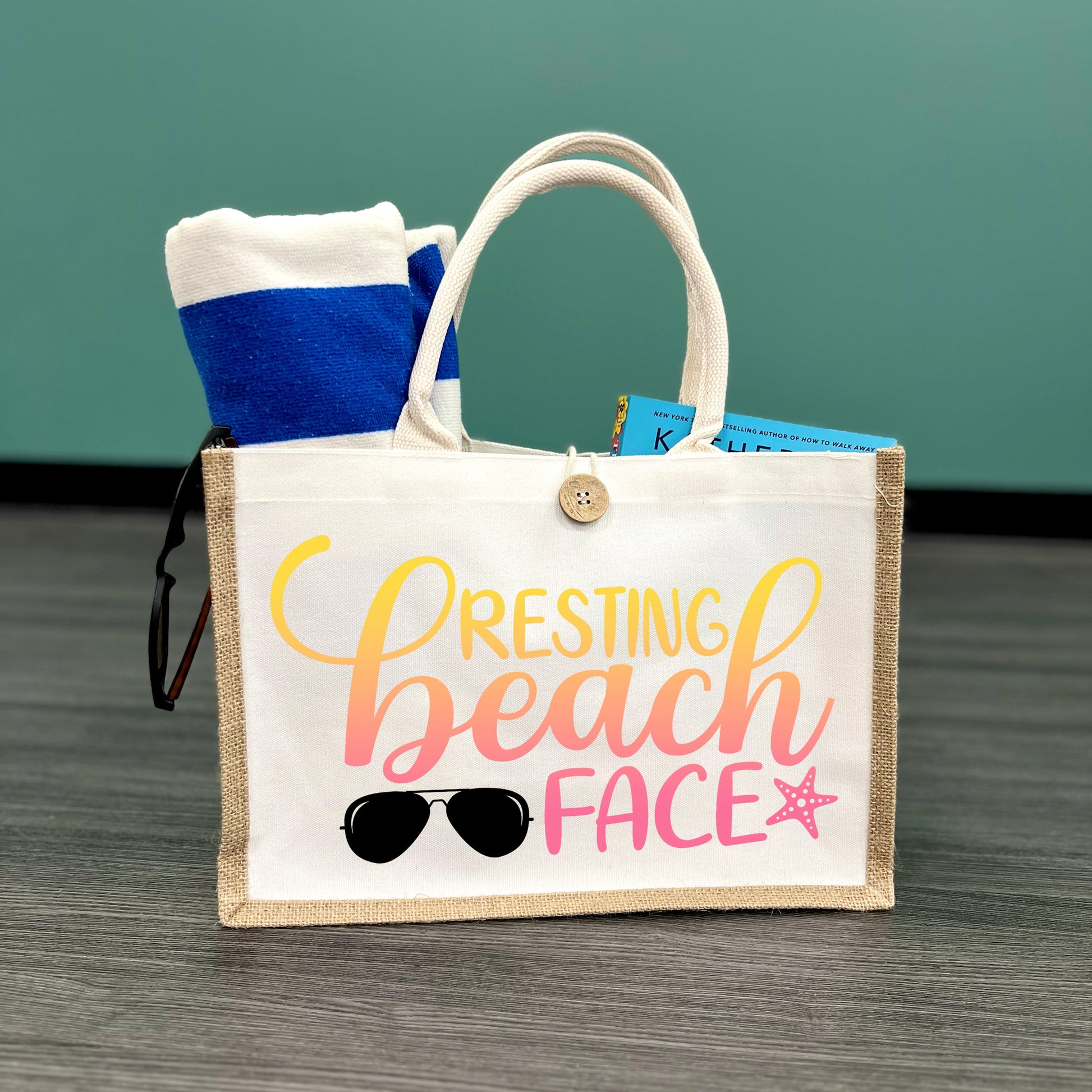 Resting Beach Face Button Tote