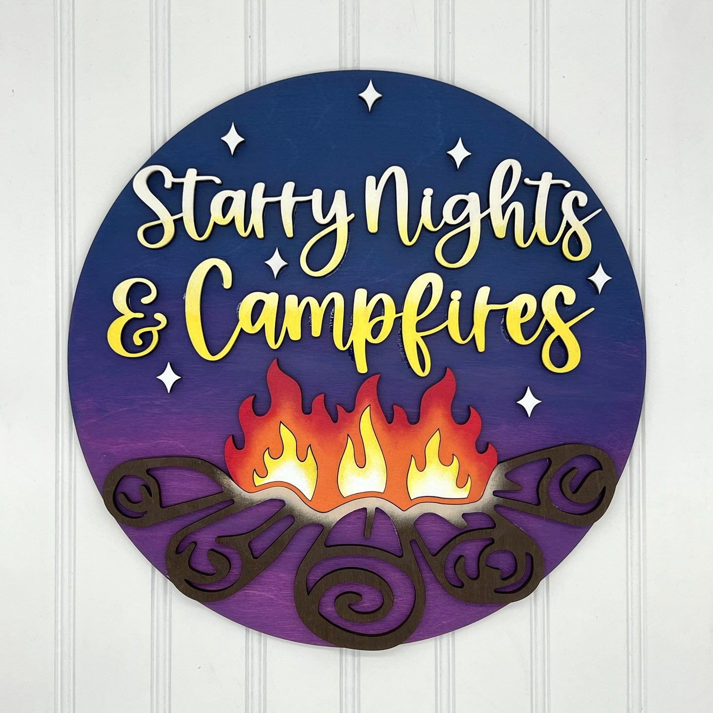 3D Starry Nights & Campfires 12" Round