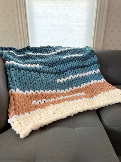 Lap Sized Cozy Blanket Ocean Teals Pattern