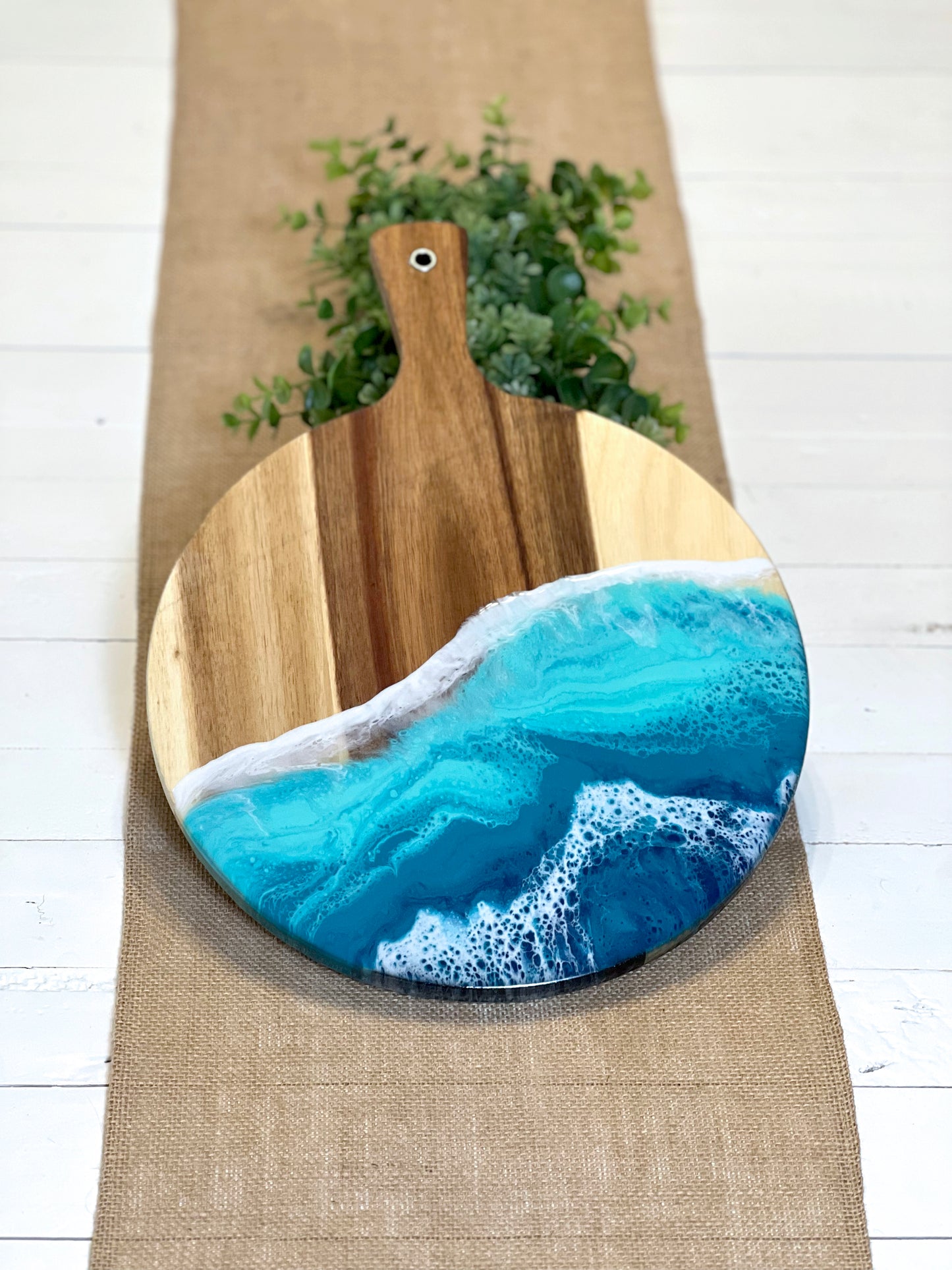 Ocean Waves Round Cutting Board 12"